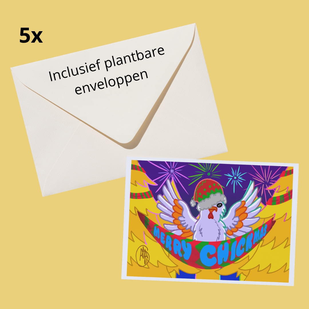 Kaartje "Merry Chickmas" (5st)