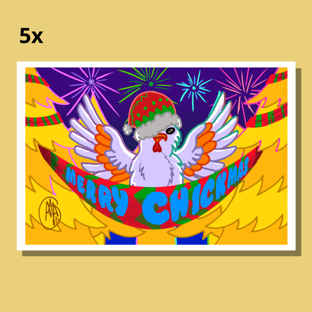 Kaartje "Merry Chickmas" (5st)